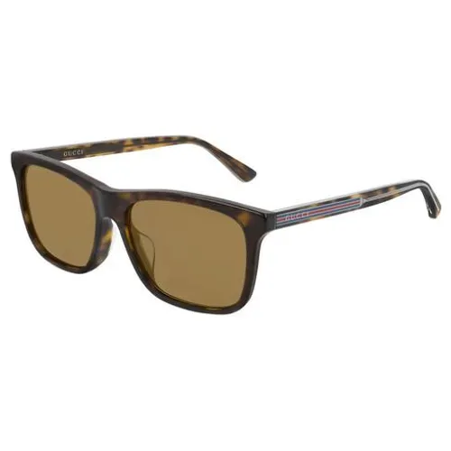 Kính Mát Gucci Brown Asian Fit Rectangular Men's Sunglasses GG0381SA 002 56